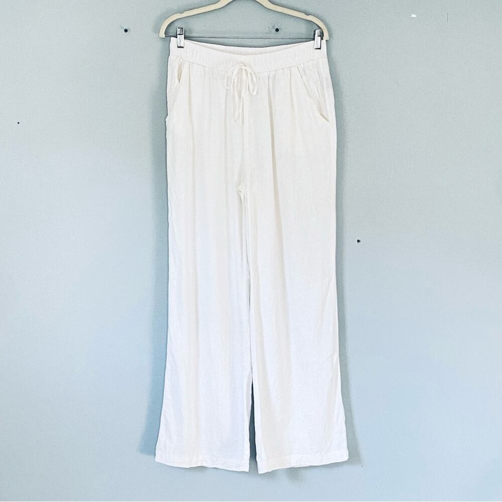 Briggs Wide Leg Pants Size 14 Off White Classic Minimalist Elastic Waist